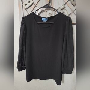 Chiffon Sleeve Black Dress Top - Cato